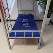  藍色純棉六件套公安定制印字logo床單被套被子褥子枕頭宿舍單位床上用品 純棉斜紋 無LOGO 上下鋪用0.9m-1.0m床六件套